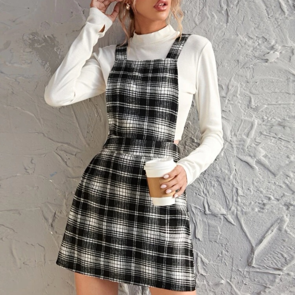 Plaid Pattern Overall Dress size xs, SHEIN